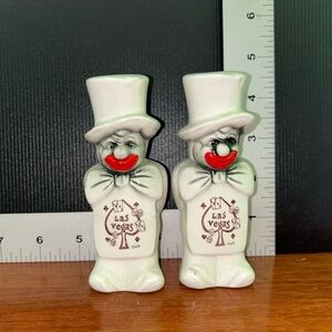 Las Vegas Clown Salt and Pepper Shakers - White and Red